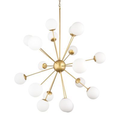 Barbara Brushed Gold Metal w/ Frosted Glass Globes  18-Light Chandelier