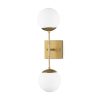 Edie Brushed Gold Metal w/ Frosted Glass Globes 2-Light Wall Sconce