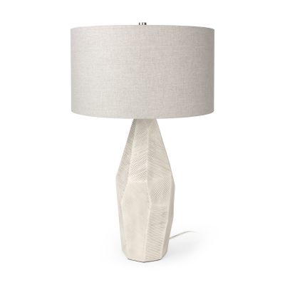 Piven White w/Antiqued Wash Textured Ceramic Table Lamp
