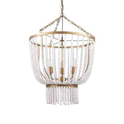Rhone Gold Metal and Wood Beaded Chandelier