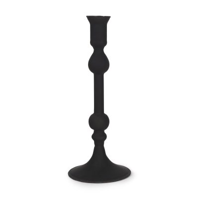 Haute Medium Matte Black Blown Glass Candlestick