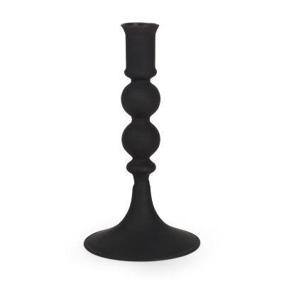 Haute Small Matte Black Blown Glass Candlestick