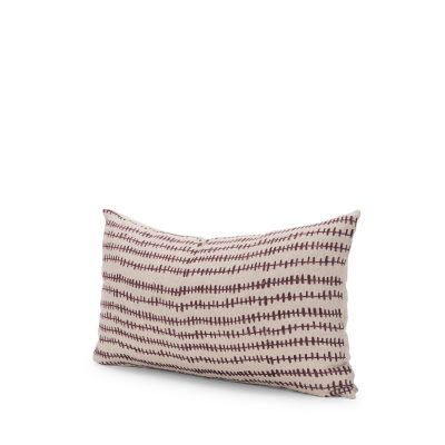 Jenna Beige w/ Merlot Print Linen Lumbar Decorative Pillow Cover