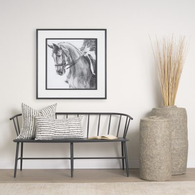 Alternative view of Jenna Cream w/ Black Print Linen Lumbar Decorative Pillow Cover