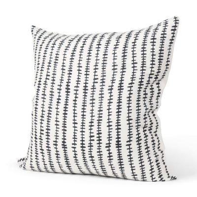 Jenna Cream w/ Black Print Linen Square Decorative Pillow Cover