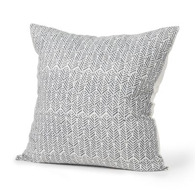Jennelle Cream w/ Indigo Print Linen Square Decorative Pillow Cover