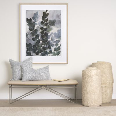 Alternative view of Jennelle Cream w/ Indigo Print Linen Square Decorative Pillow Cover