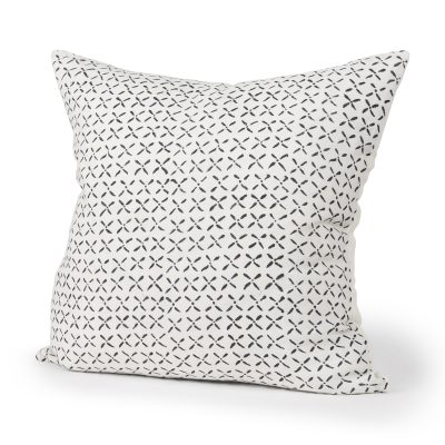 Jayden Cream w/ Black Print Linen Square Decorative Pillow Cover
