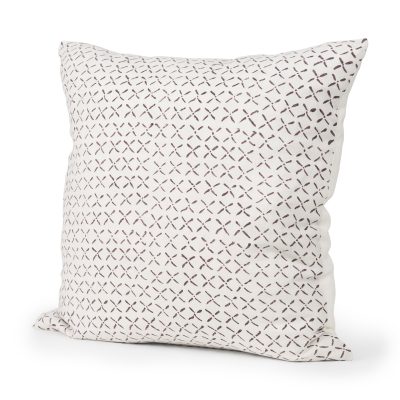 Jayden Cream w/ Merlot Print Linen Square Decorative Pillow Cover