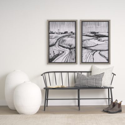 Alternative view of Jolie Cream w/ Black Print Linen Lumbar Decorative Pillow Cover