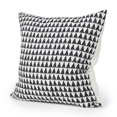 Jolie Cream w/ Black Print Linen Square Decorative Pillow  Cover