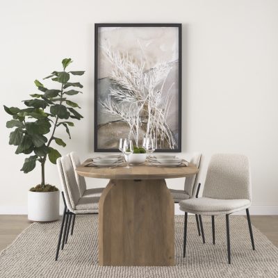 Alternative view of Eve Dining Chair w/ Cream Boucle Fabric & Matte Black Metal