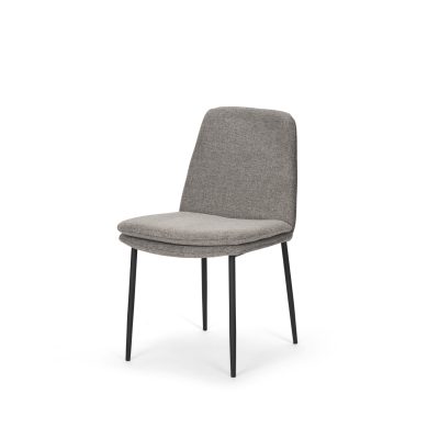 Eve Dining Chair w/ Gray Fabric & Matte Black Metal