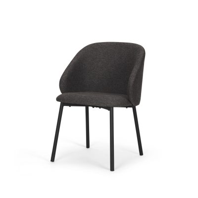 Shannon Dining Chair w/ Gray Fabric & Matte Black Metal