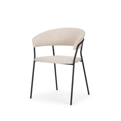 Carolyn Dining Chair w/ Oatmeal Fabric & Matte Black Metal