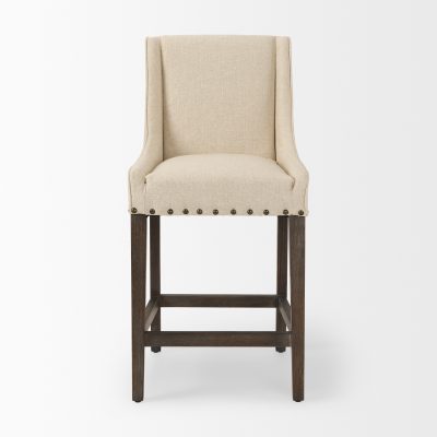 Alternative view of Kensington Cream Fabric Seat Brown Wood Frame Counter Stool