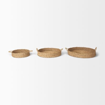 Alternative view of Ulana Set of 3 Round Nesting Seagrass Trays w/ Loop Handles