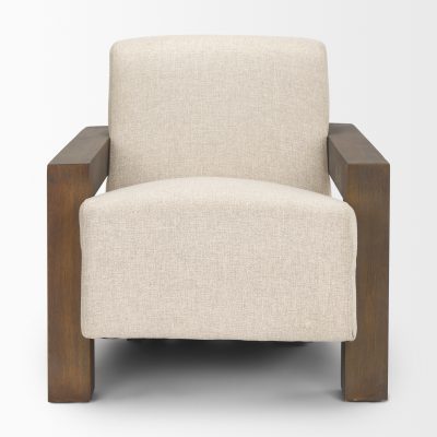 Alternative view of Sovereign Oatmeal Fabric Upholstered w/ Solid Wood Frame Accent Chair