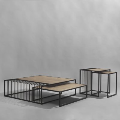 Alternative view of Miles Black Metal w/ Light Wood Nesting Coffee Table