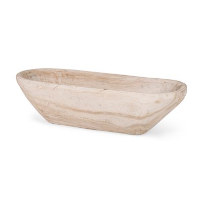 Athena Extra Large Oblong Light-Wash Reclaimed Wood Bowl