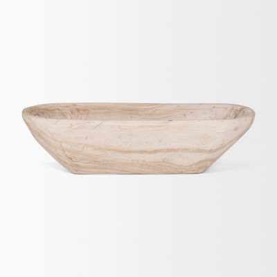 Alternative view of Athena Extra Large Oblong Light-Wash Reclaimed Wood Bowl