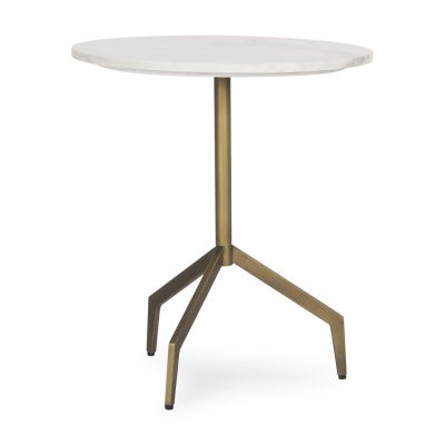 Serre Marble Top 3 Prong Gold Metal Base End Table
