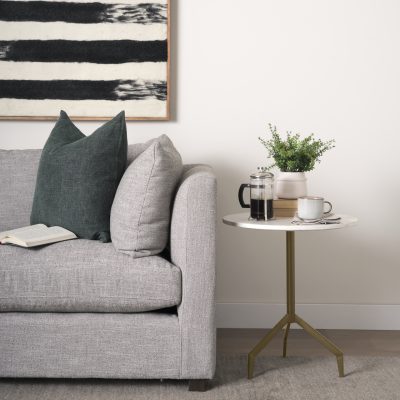 Alternative view of Serre Marble Top 3 Prong Gold Metal Base End Table