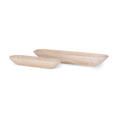 Athena Set of 2 Extra Large  Light-Wash Reclaimed Wood Trays