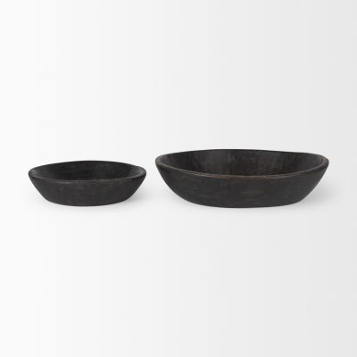 Alternative view of Nikita Set of 2 Large Black-Brown Reclaimed Wood Bowls