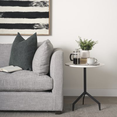 Alternative view of Serre Marble Top 3 Prong Black Metal Base End Table