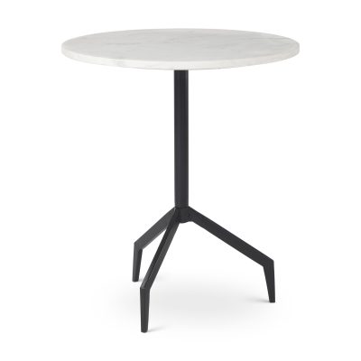 Serre Marble Top 3 Prong Black Metal Base End Table