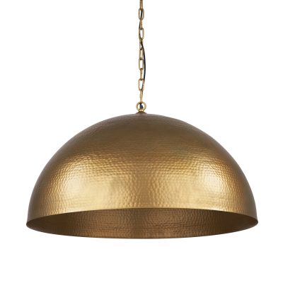 Karina 36" Round Brass-tone Hammered Metal Dome Pendant Light