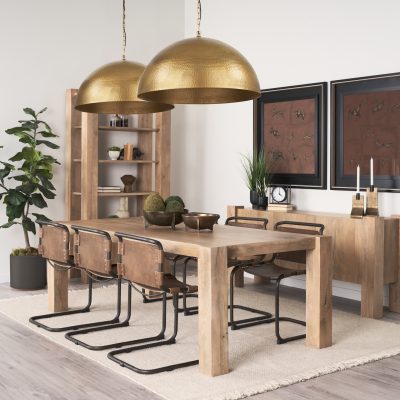 Alternative view of Karina 24" Round Brass-tone Hammered Metal Dome  Pendant Light