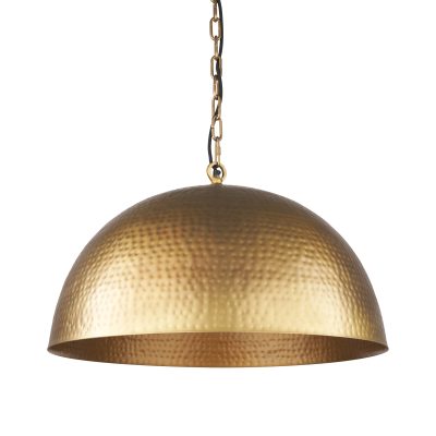 Karina 24" Round Brass-tone Hammered Metal Dome  Pendant Light