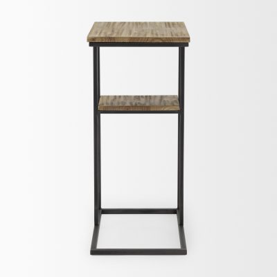 Alternative view of Ronin 25"H Rectangle 2-Tier Wood w/ Black Metal Accent Table