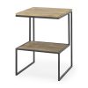Ronin 22"H Square 2-Tier Wood w/ Black Metal Accent Table