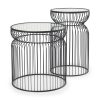 Shani Set of 2 Round, Black Metal w/ Glass, Accent Tables 2 0057112 70089 A