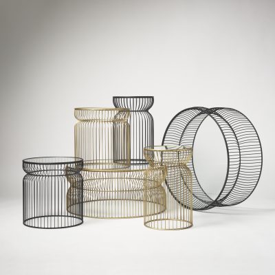 Alternative view of Shani Set of 2 Round, Gold Metal w/ Glass Accent Tables