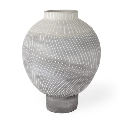 Blume 12.5H Off-White w/ Gray Textured Vase