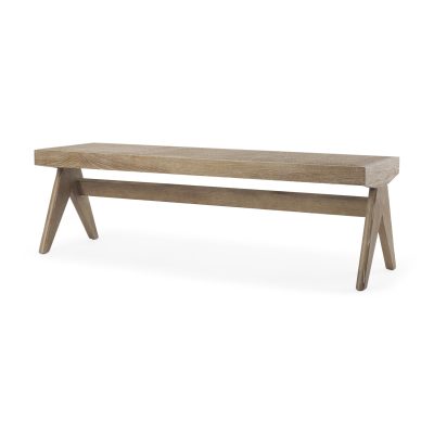 Arvin 59.1L x 17.7W x 18.1H Brown Wooden Bench