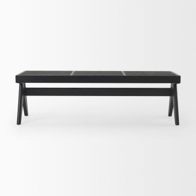 Alternative view of Arvin 59.1L x 17.7W x 18.1H Black Wooden Bench