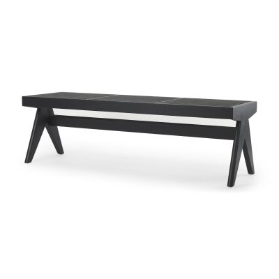 Arvin 59.1L x 17.7W x 18.1H Black Wooden Bench