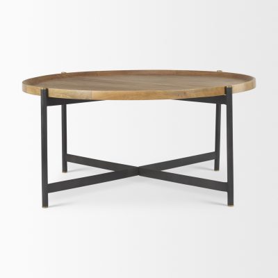 Alternative view of Marquisa Medium Brown Wood W/Black Metal Large Coffee Table