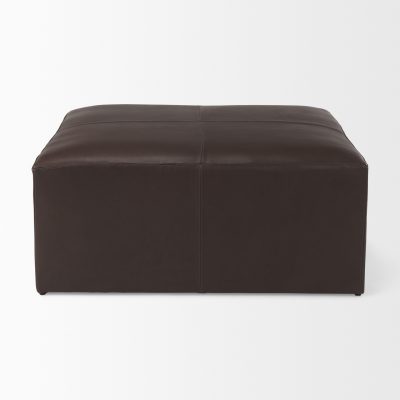 Alternative view of Minara 36L x 36W x 16H Square Dark Brown Leather Wrapped Ottoman