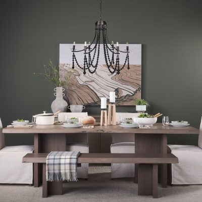 Alternative view of Selma Black Wood Bead and Metal Chandelier