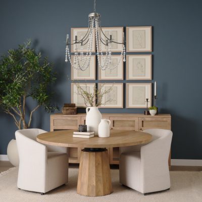 Alternative view of Selma White Wood Bead and Metal Chandelier