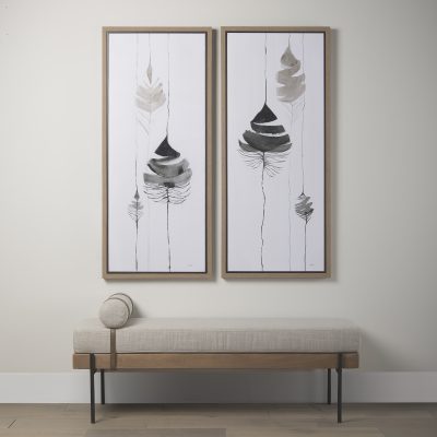 Alternative view of Colburne Cream Fabric w/Brown Wood Bench