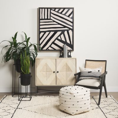 Alternative view of Donna Black Wood Cane-Back w/ Beige Upholstered Seat Dining Chair