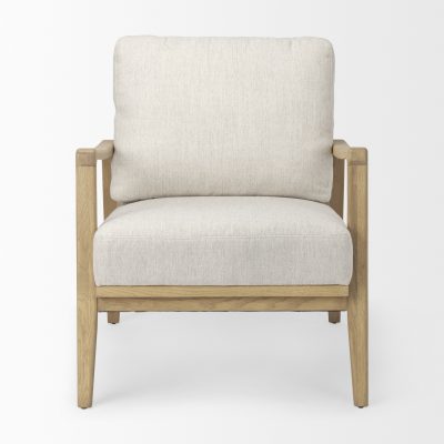 Alternative view of Raeleigh 28.0L x 34.1W x 34.4H Cream Fabric W/Light Brown Wood Accent Chair
