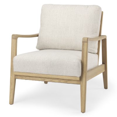 Raeleigh 28.0L x 34.1W x 34.4H Cream Fabric W/Light Brown Wood Accent Chair